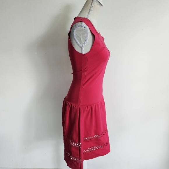 Maje "Acrobat" Hot Pink Eyelet Drop Waist Dress - Picture 8 of 12